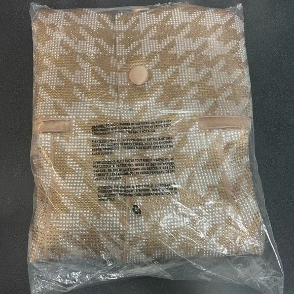 Retrofete Beige & Cream Houndstooth Sequin Blazer Dress - Picture 7 of 9